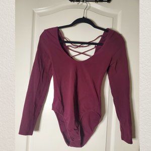 Victoria's Secret Burgundy Body Suit with Showy Strappy Back (SM)